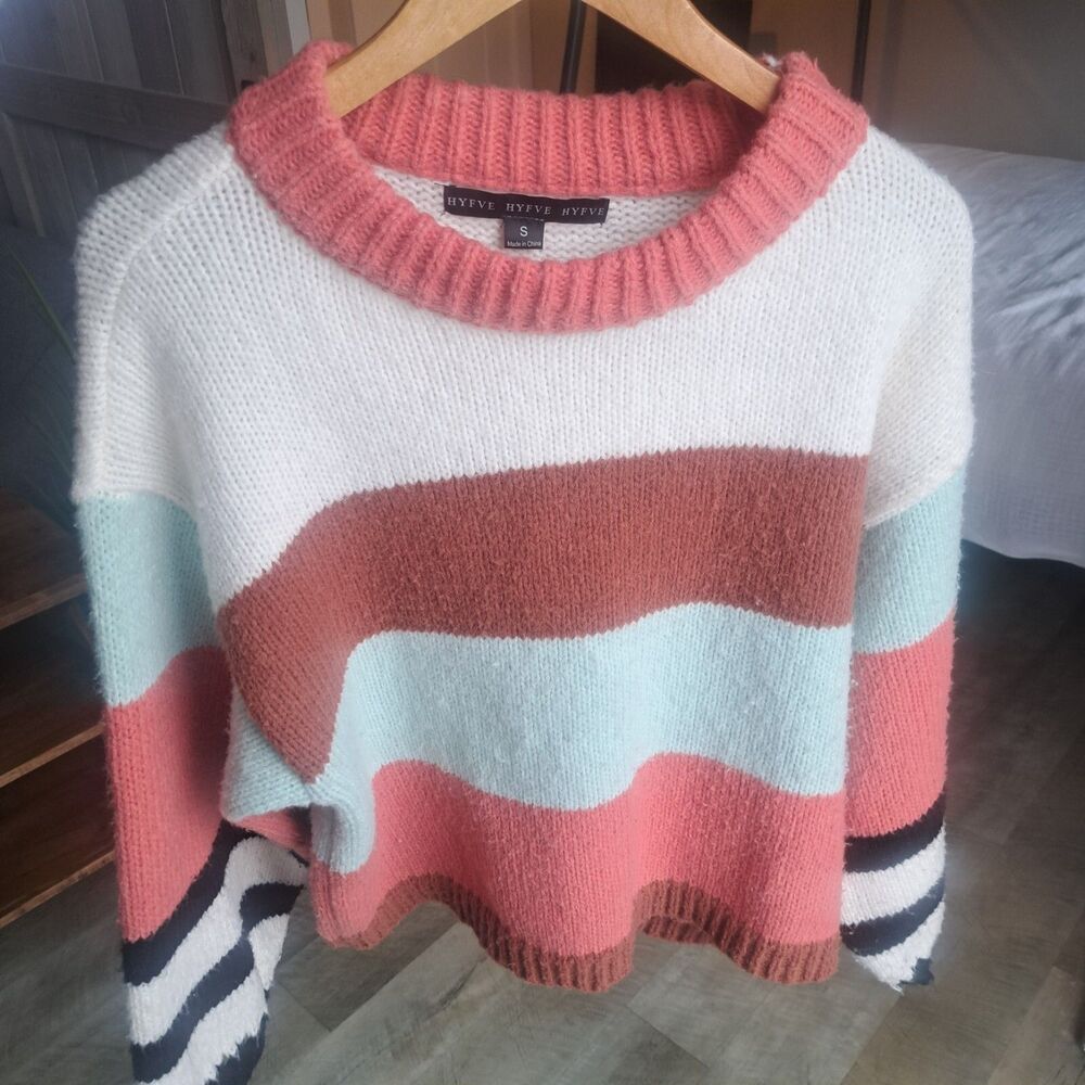 Hyfve X3 Small Women's Colorblock Striped Chunky Sweater Anthropologie Dupe